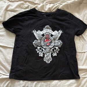 Urban Planet Black Short Sleeve Tee with Graphic Design